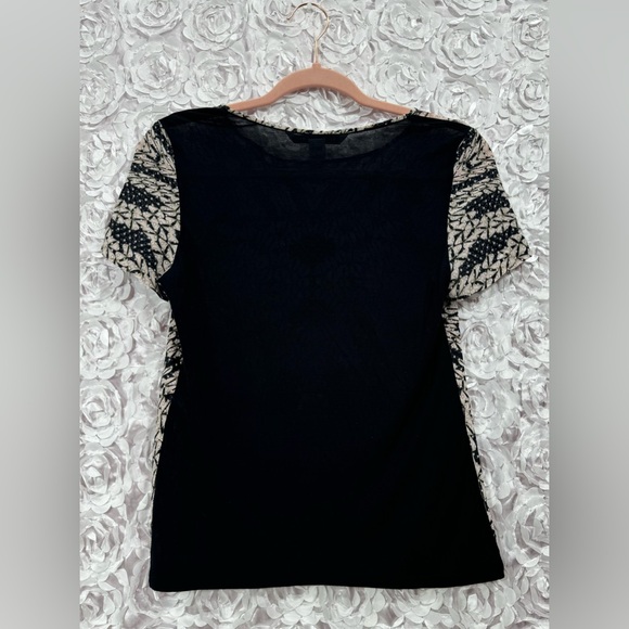 DVF Diane Von Furstenburg Angela Silk Top in Panther Lace Black Size 2 Blouse - Picture 3 of 11